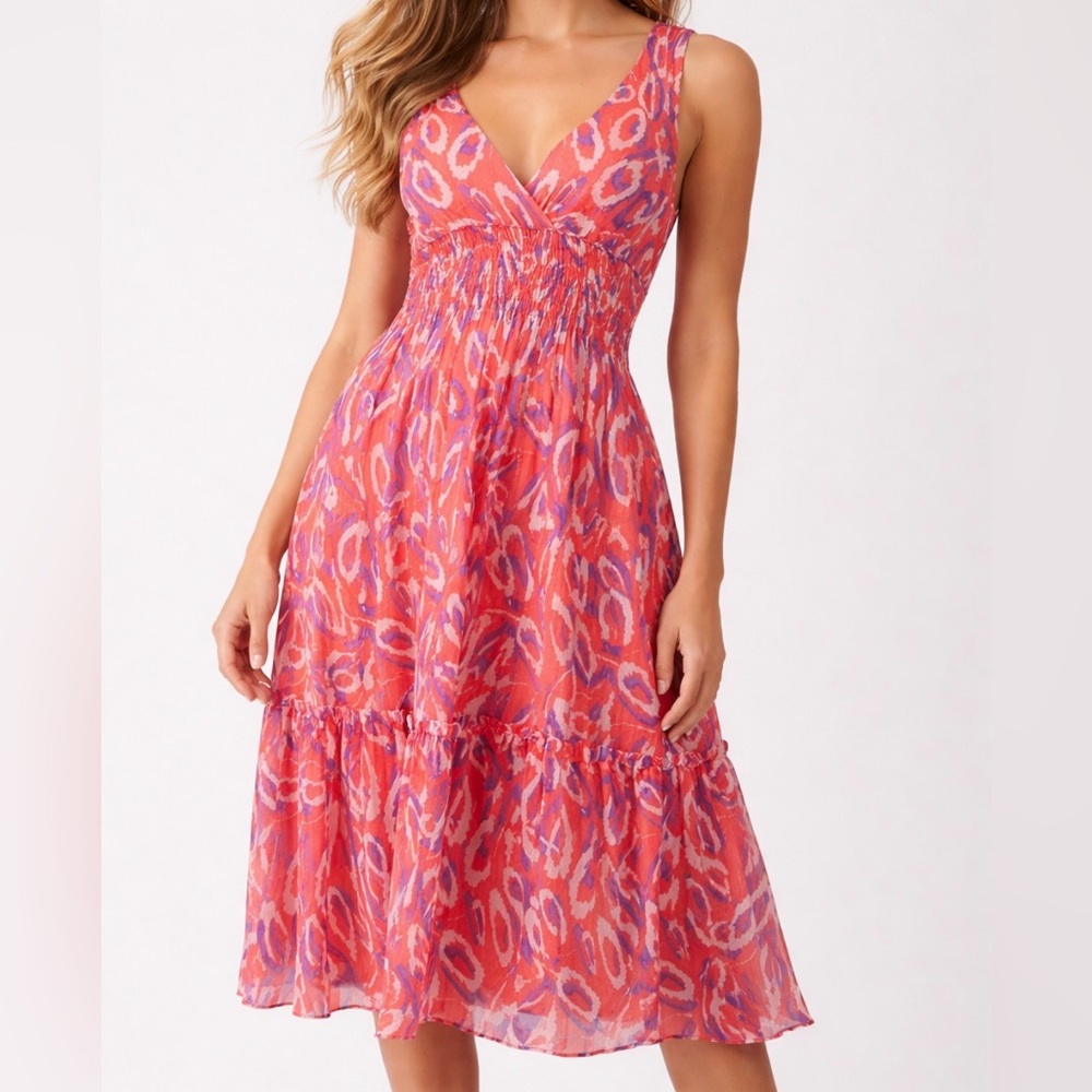 Diane Von Furstenberg DVF for Neiman Marcus Women’s Size 2 Silk Coral Dress Midi